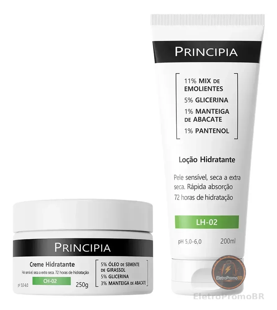 Principia Kit Hidratação Corporal Lh-02 200ml + Ch-02 250g Sem Fragrância