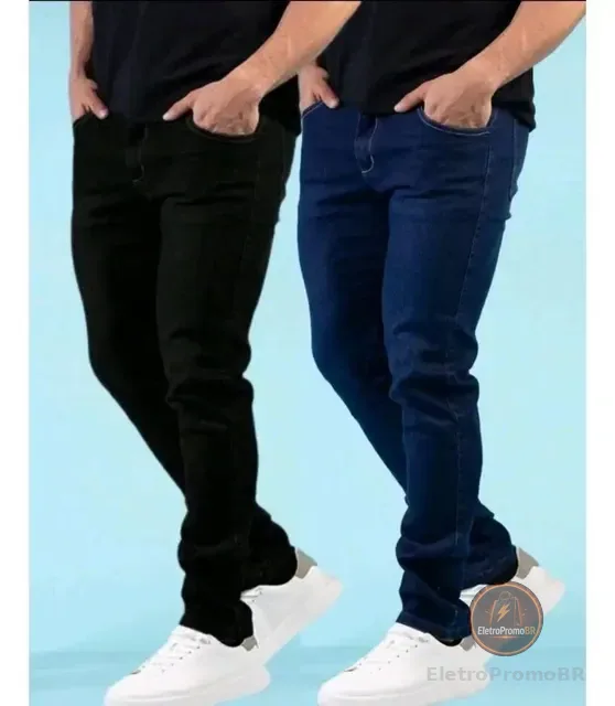 Kit 2 Calças Jeans Masculina Costura Reforçada