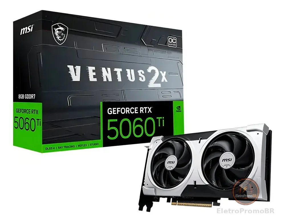 Placa De Vídeo Msi Rtx 5060 Ti 8gb Gddr7 128bits Ventus Plus