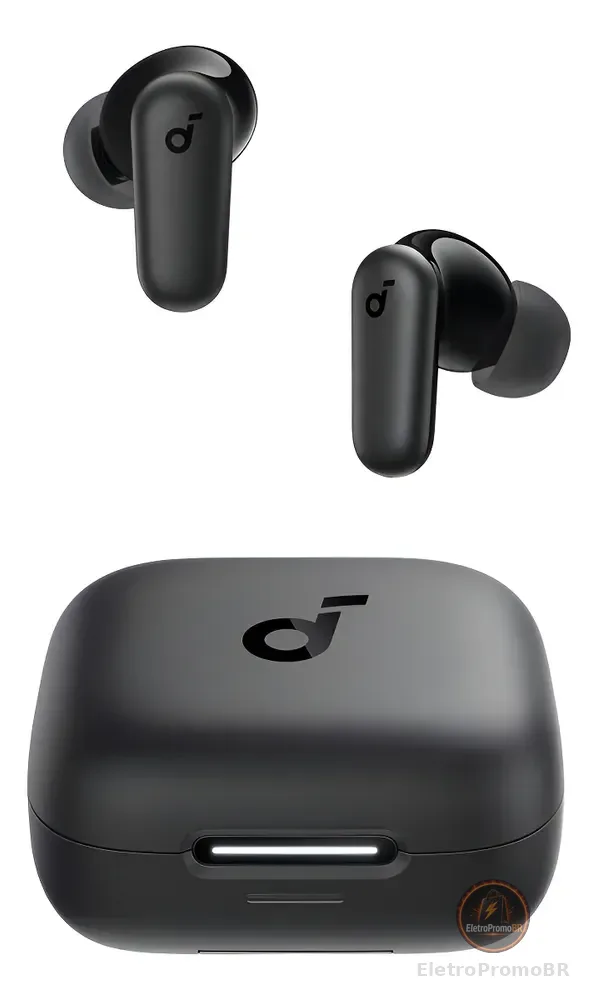 Fone de Ouvido Bluetooth 5.4 soundcore P30i da Anker, Cancelamento de Ruído Adaptativo, Graves Poderosos, 45H de Reprodução, Estojo 2-em-1 com Suporte para Celular, IP54, Fone sem fio TWS, Preto