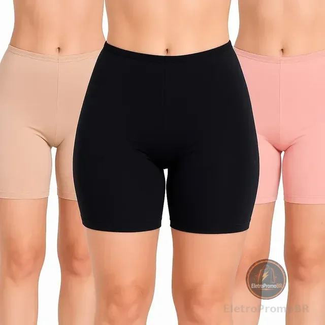 Kit 3 Short Anagua Segunda Pele Para Usar Vestidos 3 Cores