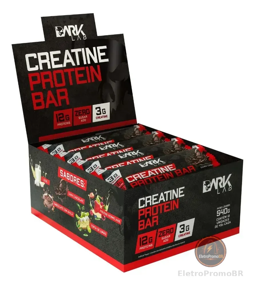 Creatine Protein Bar 12 Un 45g Dark Lab Sabor Dark chocolate