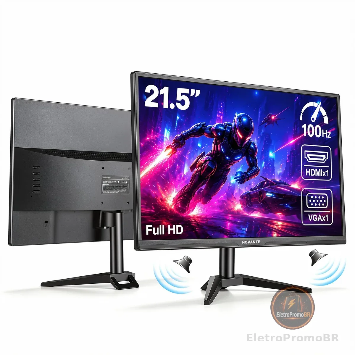 Monitor 21,5 Polegadas, Alto-falantes Integrados, Full HD 1920x1080, 100 Hz, 230cd/m², HDMI/VGA/3.55(110-240V)