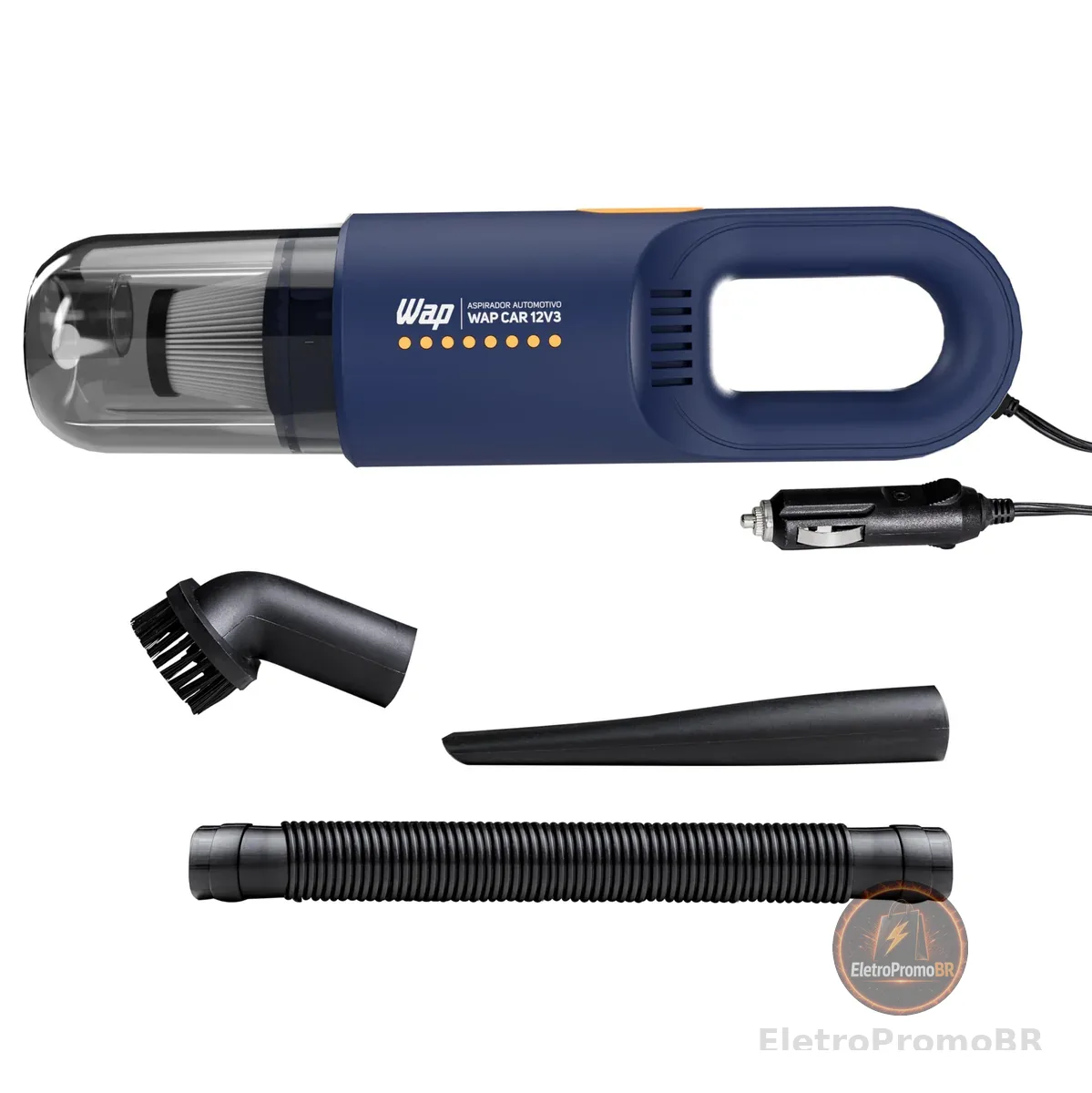WAP Aspirador Automotivo Portátil 12V, 420ML Sólido, Filto Hepa, cabo de 3,7m CAR 12V3