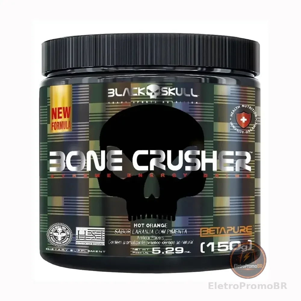 Pré Treino Bone Crusher Hot Orange 150g Black Skull