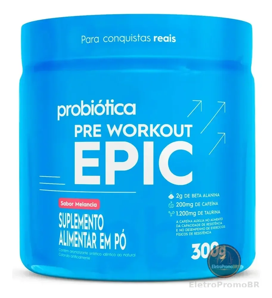 Pré Treino 300g Epic Pré Workout Probiótica Melancia Energia e Performance
