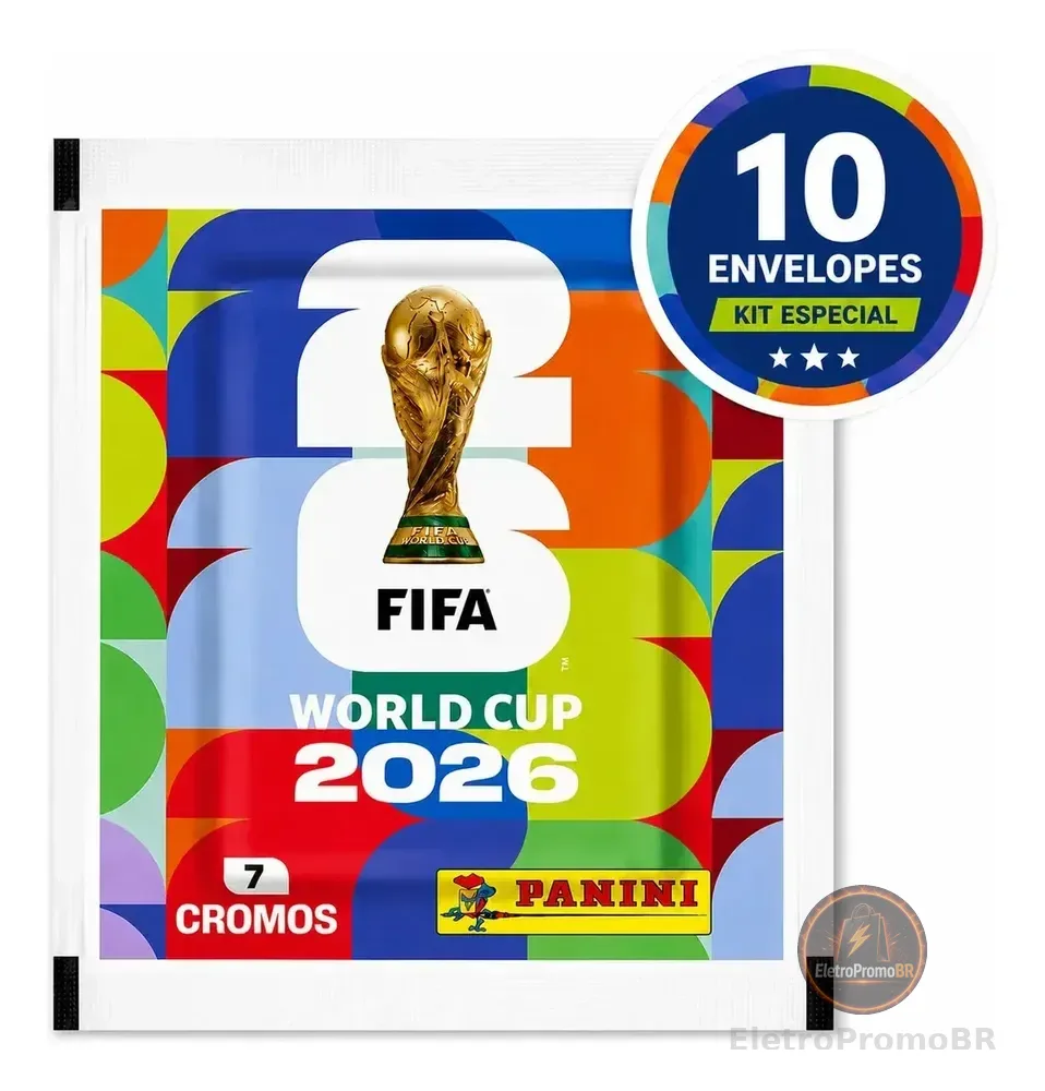 Kit 10 Envelopes Copa Do Mundo 2026 70 figurinhas panini