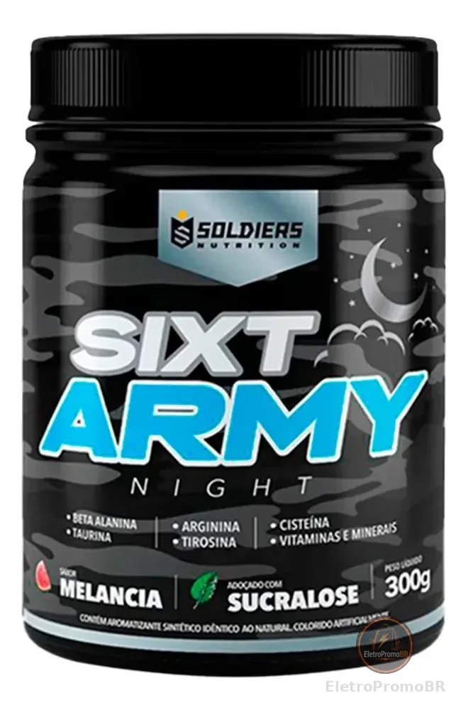 Pré-treino Sixt Army Night 300g Workout Termogênico Sabor Melancia Soldiers Nutrition Energia Foco Treino