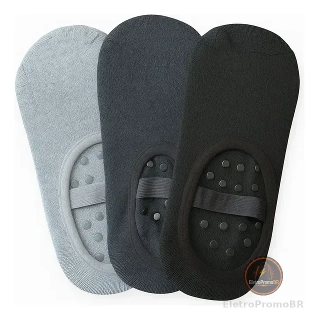 Kit 06 Meias Sapatilha Feminina Antiderrapante Pilates Yoga