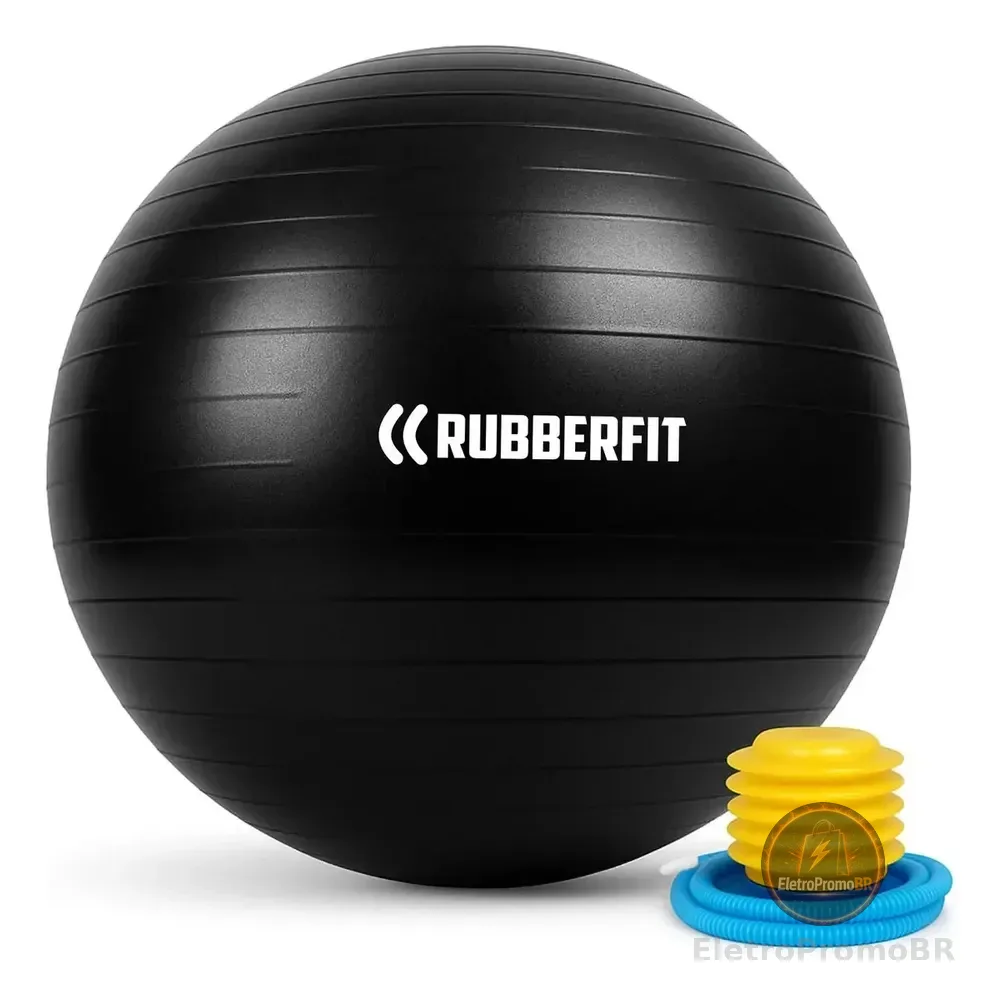 Bola Pilates Suiça Yoga Abdominal Gym Ball 65cm Bomba Cor Preto