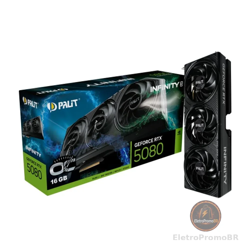 Placa de Video GeForce NVIDIA PALIT RTX5080 16GB INFINITY 3 OC 3X - 256 BITS - HDMI/3X DP - NE75080U19T2-GB2035S