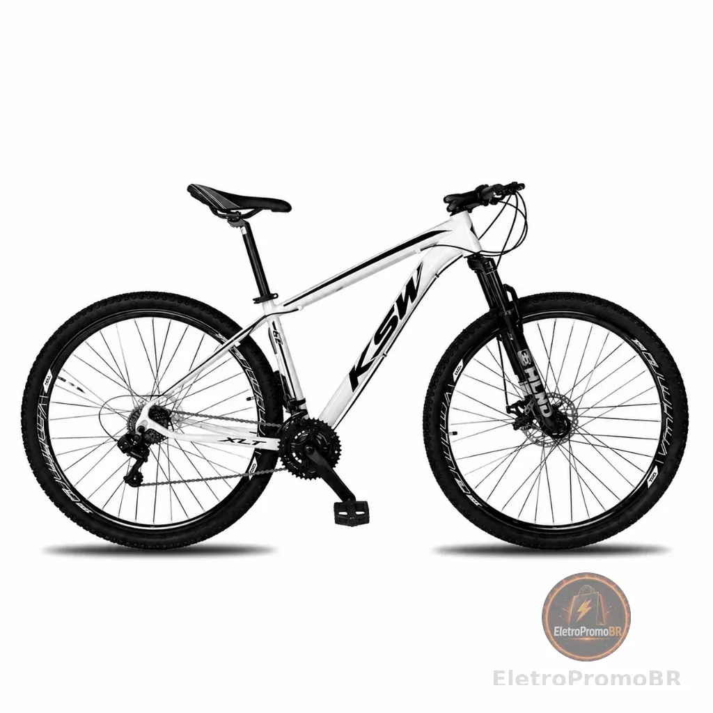 BICICLETA ARO 29 KSW XLT 21 MARCHAS SHIMANO FREIOS A DISCO QUADRO 17 BRANCA