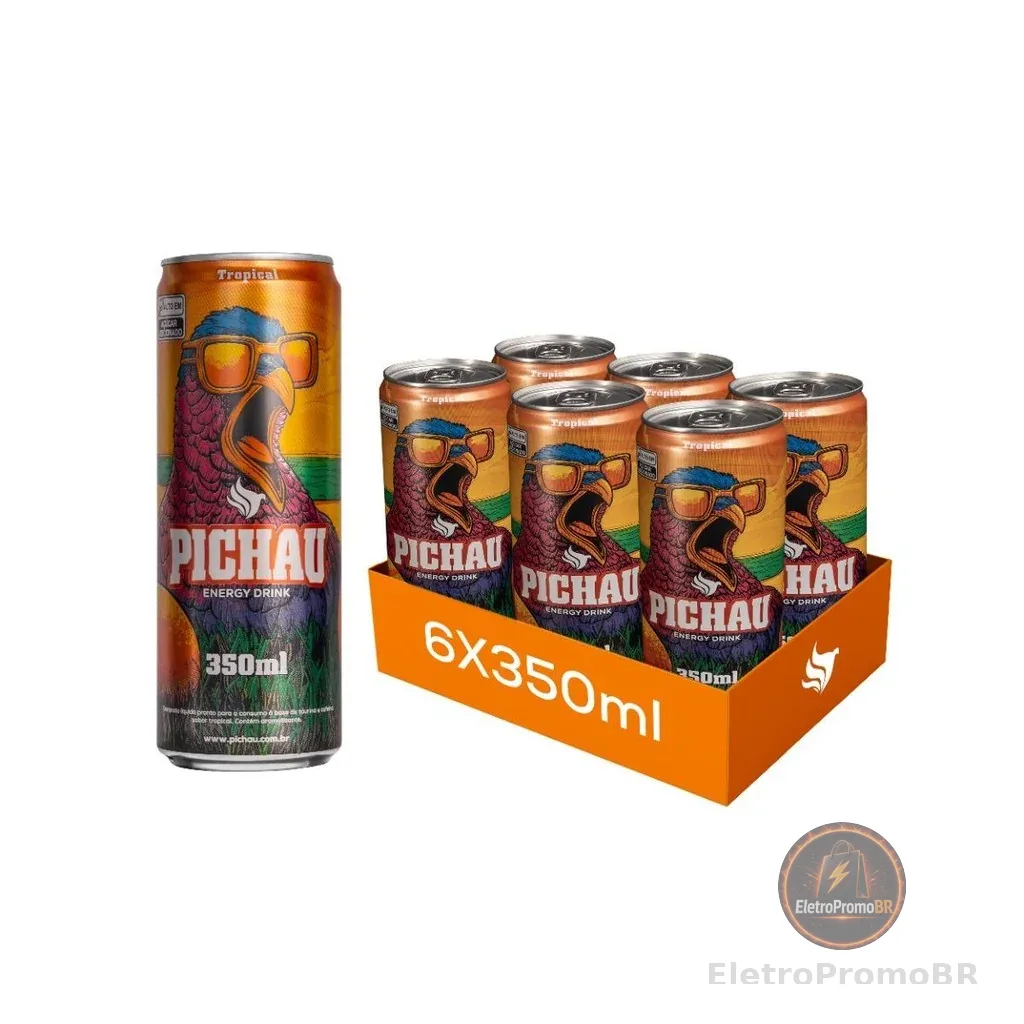 Pack Energético Pichau Tropical, 350ml, Com Acucar, Com 6 unidades