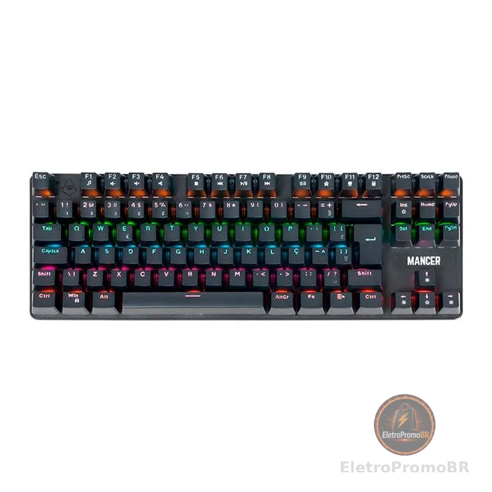 Teclado Mecanico Mancer Shade MK3, Rainbow, Switch Huano Vermelho, Preto, MCR-SHM3-RBW01RD