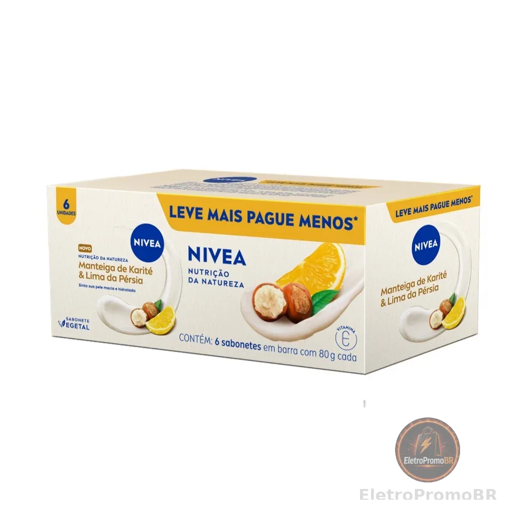 NIVEA KIT Sabonete em Barra Vegetal Nutrição da Natureza 80g (6 unidades)