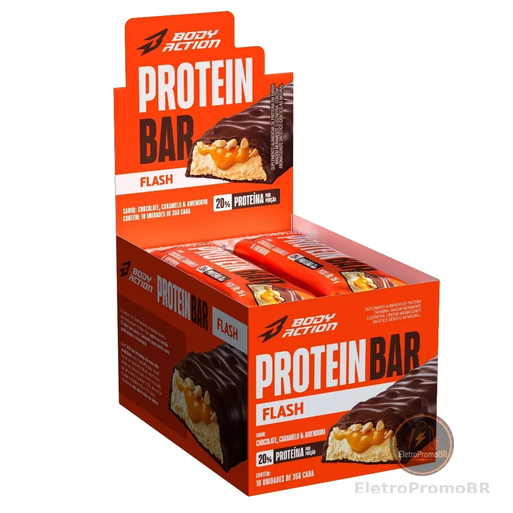 Barra de Proteína Snacks Protein Bar Flash 35g 10 Unids Bodyaction