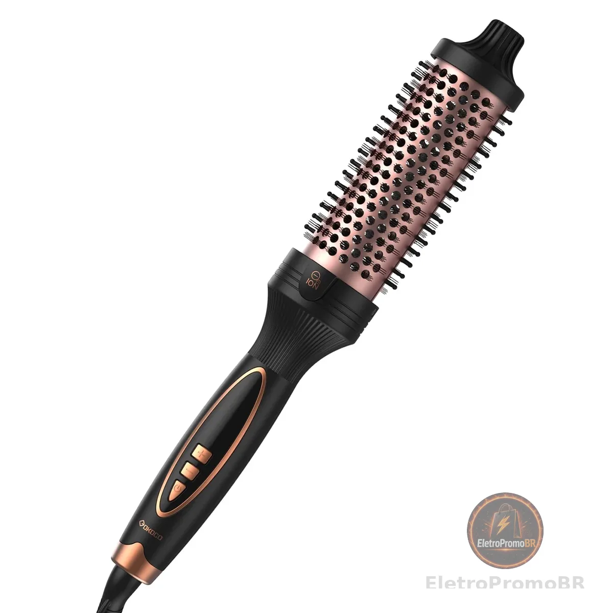 GOKOCO Escova Modeladora Térmica 38 mm com Íons Negativos,Bivolt GD037,9 Temperaturas,Aquecimento Rápido PTC,para Cachos,Ondas e Volume,Escova Rotativa Styler,Preto