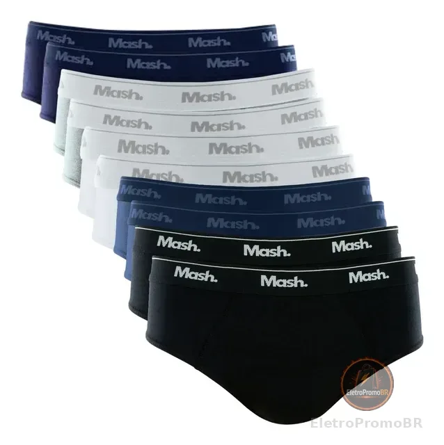 Kit 10 Cuecas Mash Masculino Slip Algodão Cotton Original
