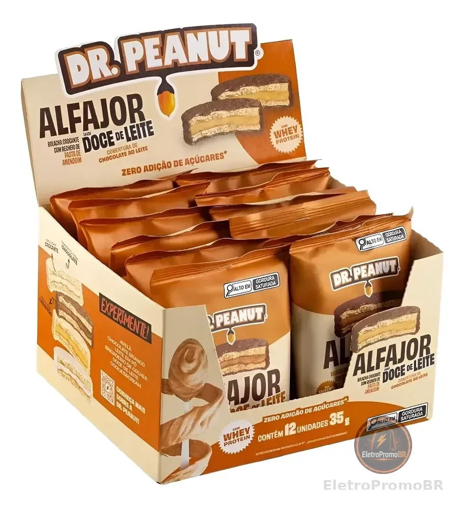 Alfajor Dr. Peanut 12un 420g Avelã Doce De Leite Brigadeiro Sabor Doce de leite com cobertura de chocolate ao leite