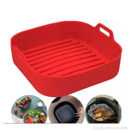 1/2/3 Forma De Silicone Air fryer Antiaderente Cesto Silicone Fritadeira Elétrica Quadrado