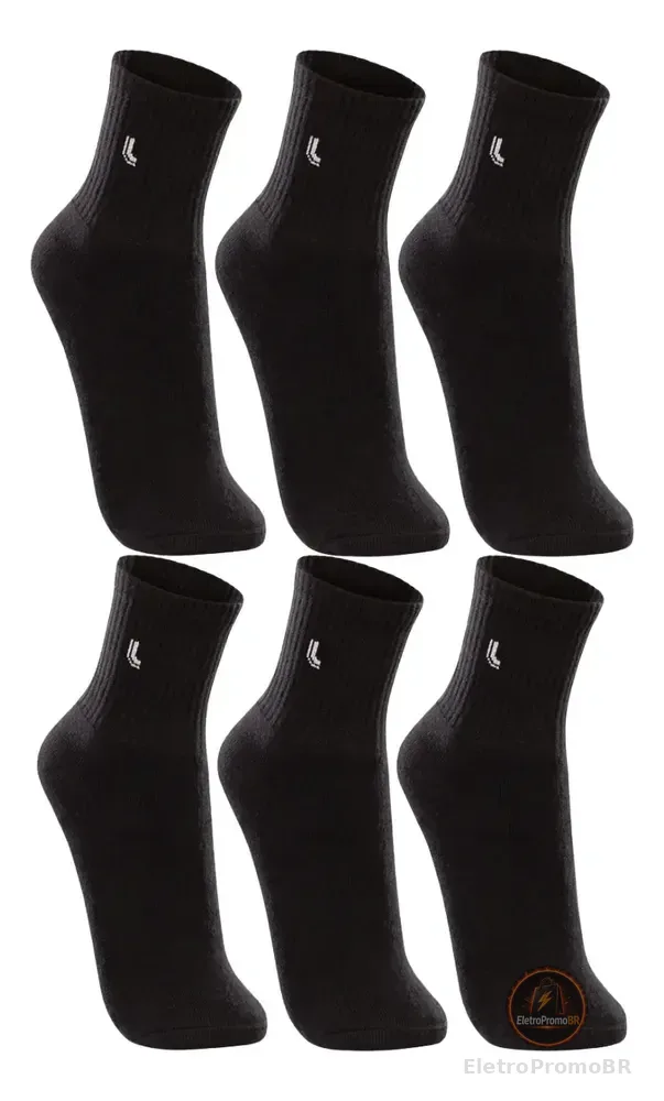 Kit 3 Pares Meias Lupo Cano Médio Esportivas Unissex Algodão Preto- 6 Pares M (37-40)