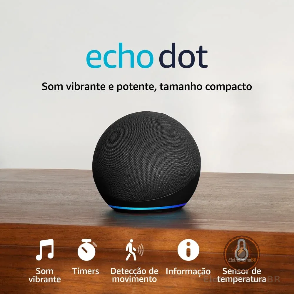 Echo Dot (Geração mais recente) | Smart speaker com Alexa, som vibrante e potente, Wi-Fi e Bluetooth | Cor Preta, com Acesso Antecipado à Alexa+