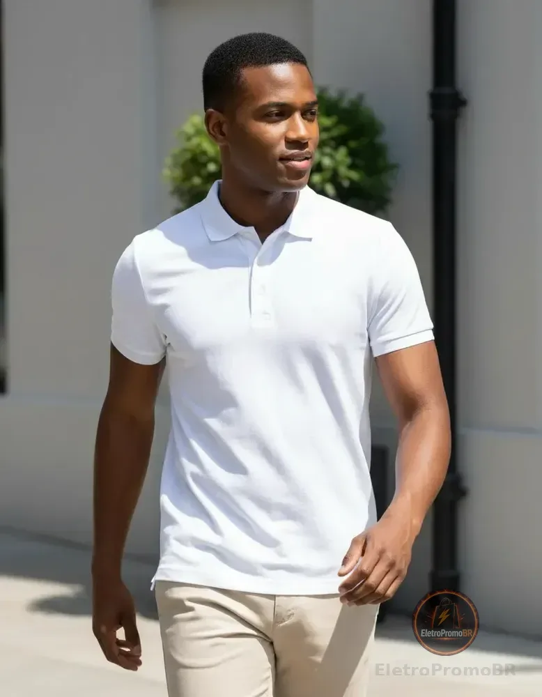 Camisa Polo Masculina Polo Wear Piquet Branco Liso G