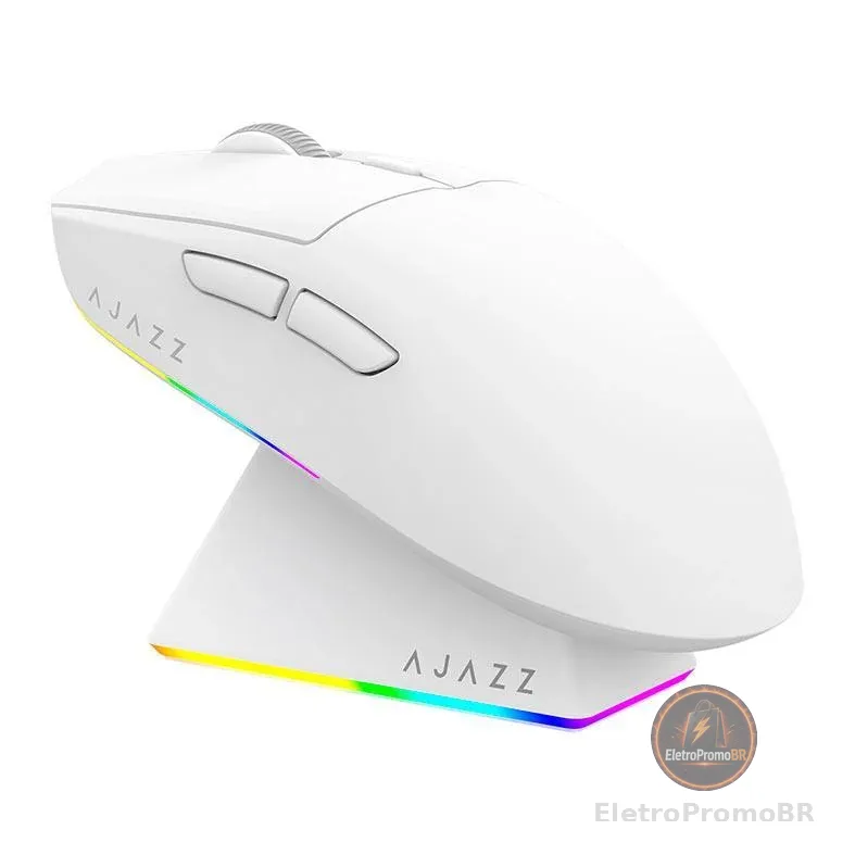 Mouse Gamer Ajazz AJ139 V2 MC, 12000DPI, 6 Botoes, Tri-Mode, Branco, AJ139V2-MC-WH