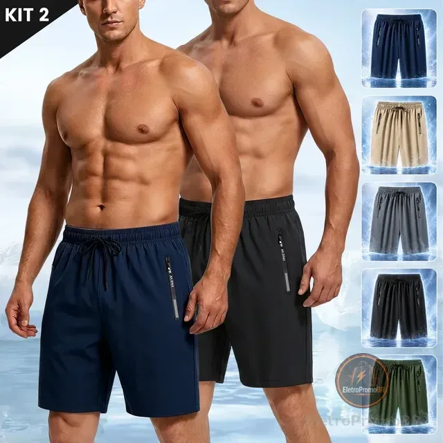 Kit 2 Short Masculino Bermuda Tactel Secagem Dry Academia