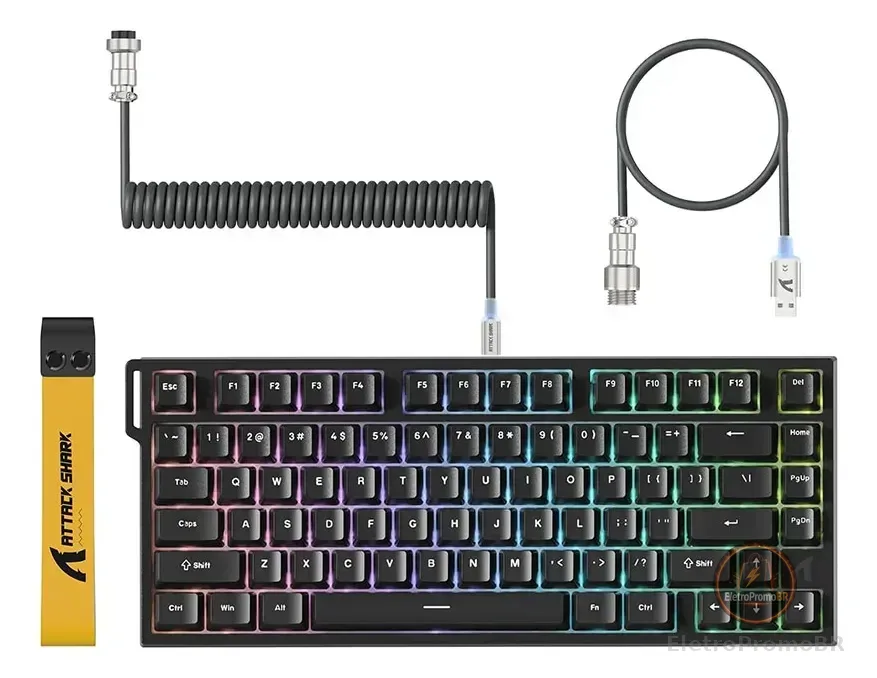 Teclado Mecânico Attack Shark R82he 8000hz Gamer Preto Inglês Us