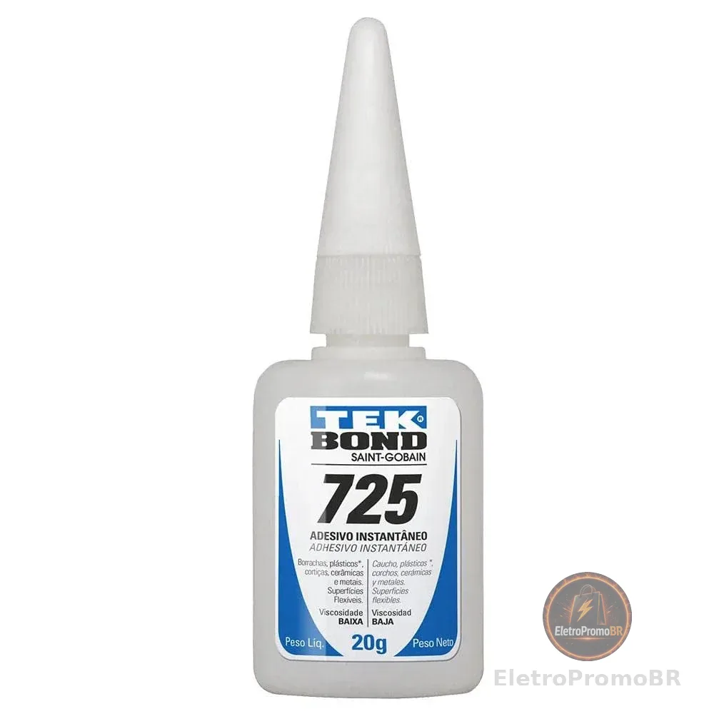 Adesivo Instantaneo TekBond 725 20g A Bico Antientupimento - Blister c/1 unidade