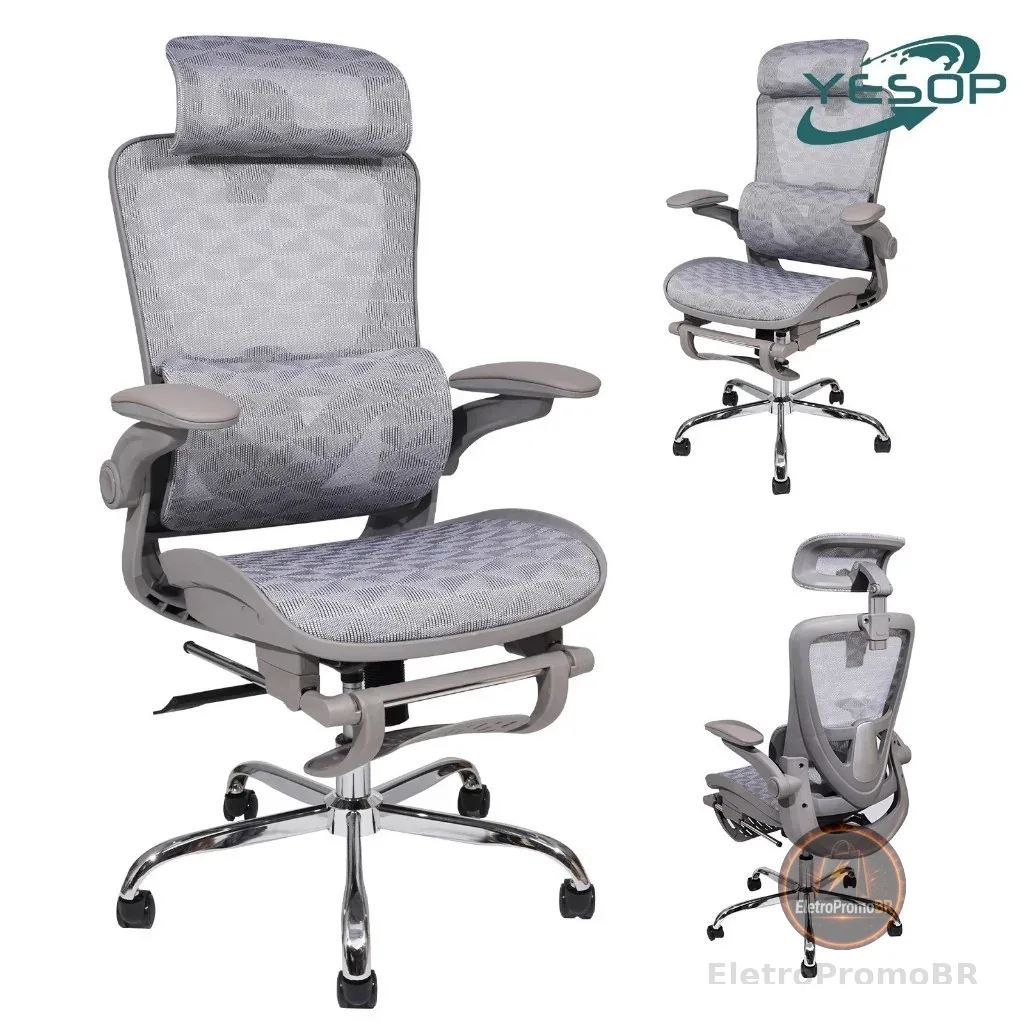 YESOP Cadeira De Escritório Ergonômica Com Apoio Lombar E De Pernas Assento Zero Gravity Cor Branco