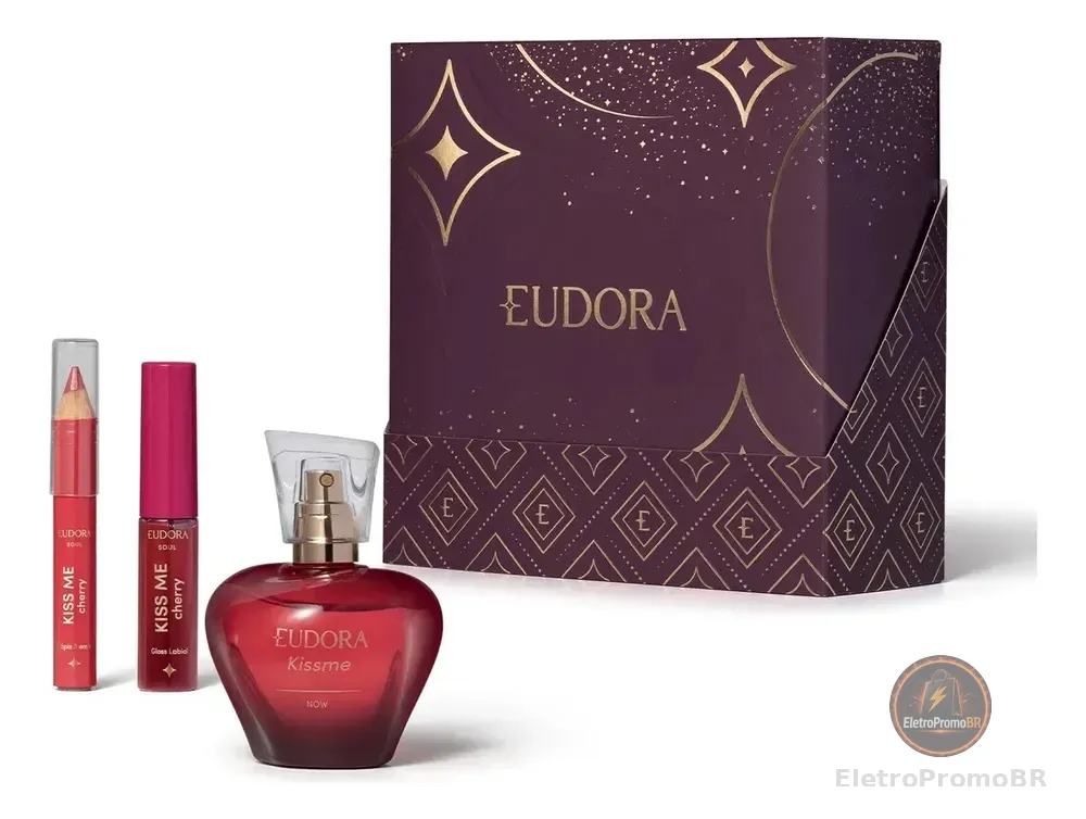 Kit Presente Eudora Kiss Me Now Perfume Feminino + Gloss + Lápis