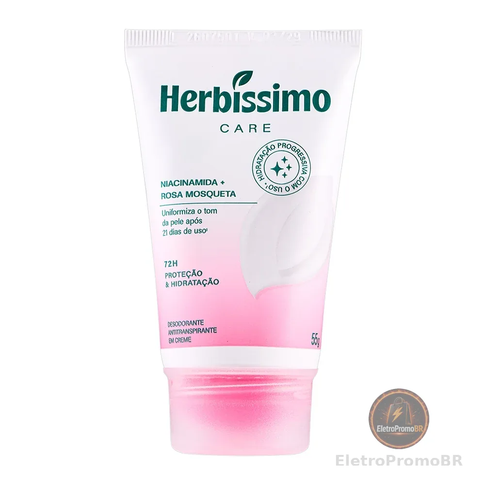Creme Desodorante Antitranspirante Herbíssimo Care Rosa Mosqueta E Niacinamida Bisnaga 55g