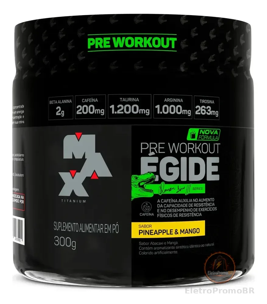 Pre treino Égide Pote 300g Sabor Abacaxi E Manga Suplemento em Pó Max Titanium
