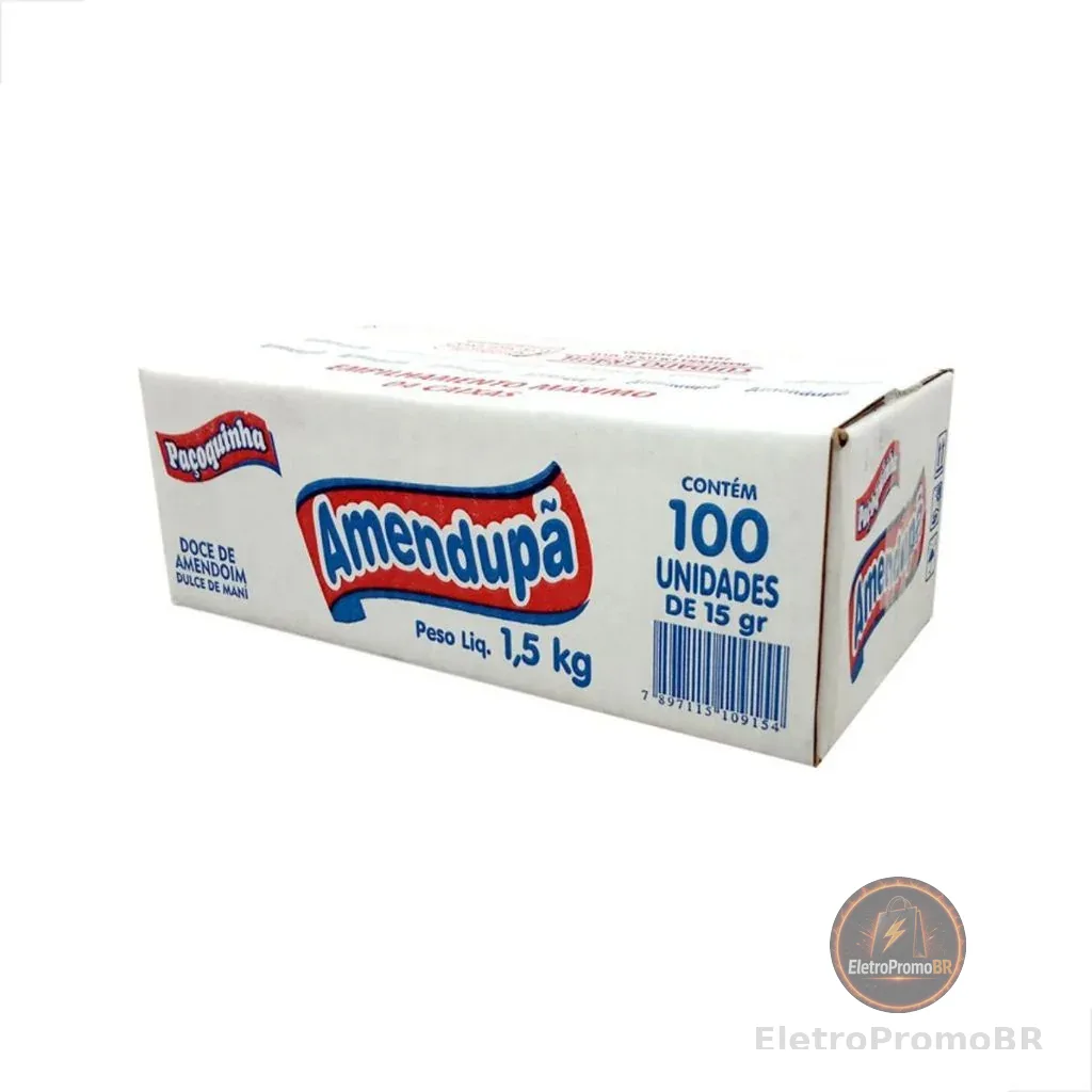 Paçoca Rolha Amendupã Caixa c/100 unidades 1,5kg