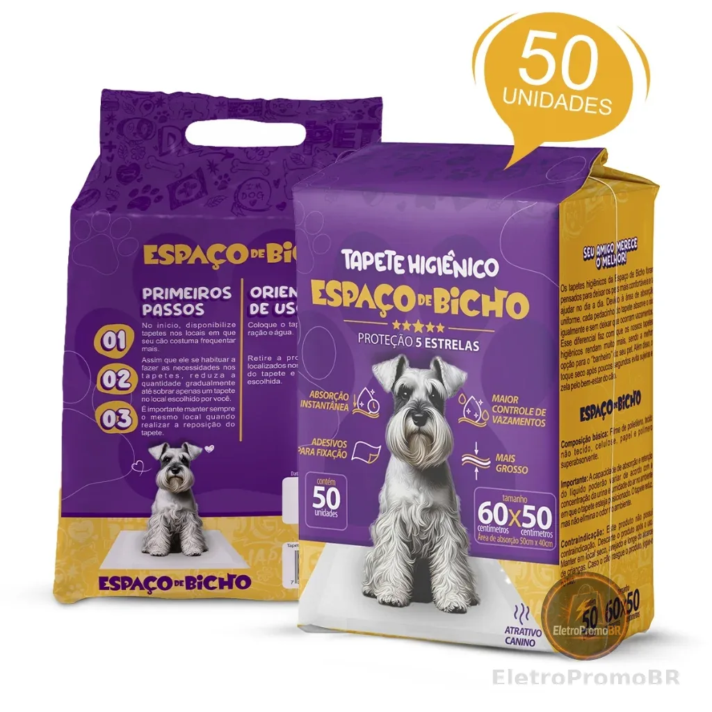 Tapete Higiênico Espaço De Bicho 50 Unidades 50x60 cm Envio Imediato