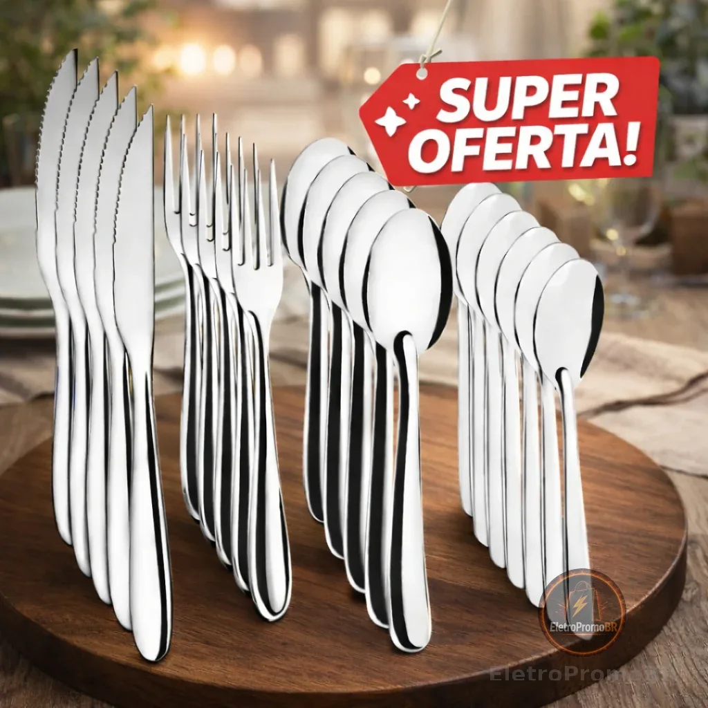 Conjunto De Talheres Escolha Seu kit 24/48/72 Peças Aço Inox Faca Garfo Colher e Colher Sobremesa