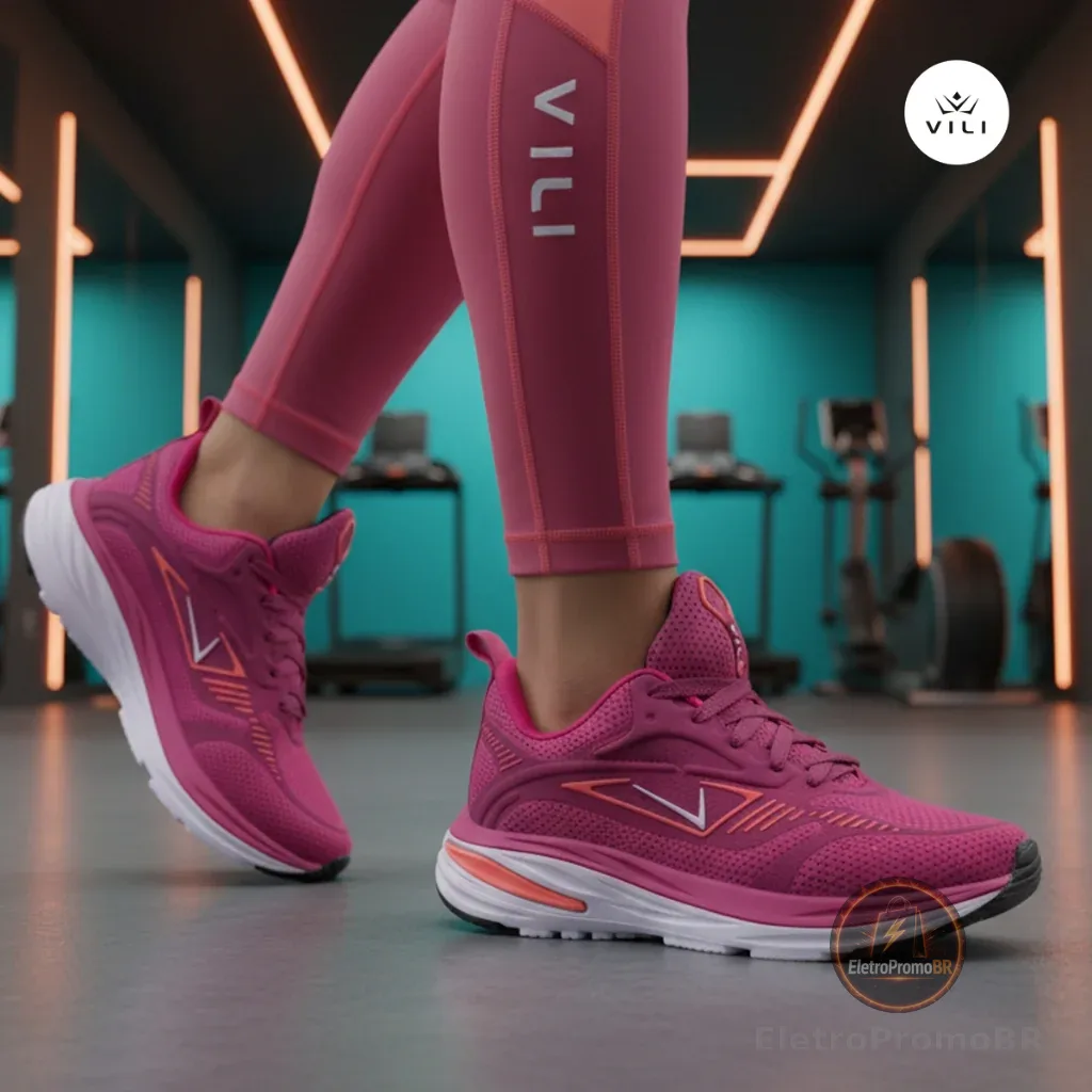 Tênis Feminino Vili Fusion Esportivo Caminhada 232G Rosa Neon
