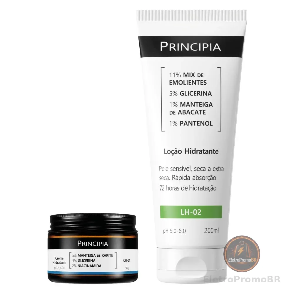 Principia Kit Hidratação Sem Pesar c/ Creme Hidratante Facial CH-01 + Loção Hidratante Corporal LH-02