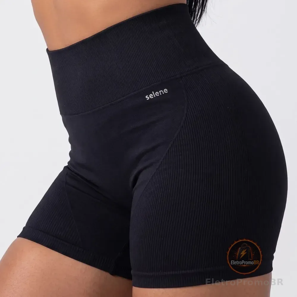 Short Academia Feminino Poliamida Selene Zero Transparência Preto Short Fitness Short Esportivo Short Legging Short Selene Short Poliamida Shortinho G Short Zero Transparência