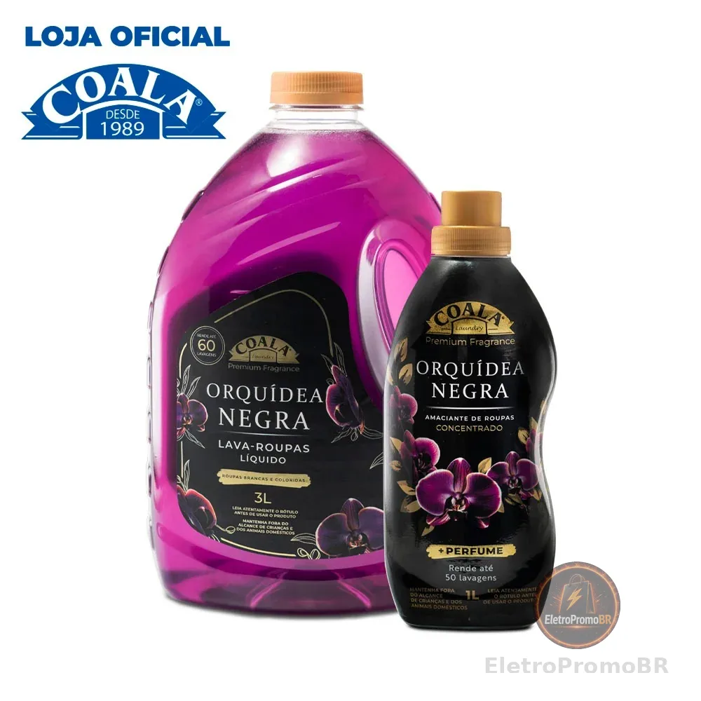 Kit Coala Laundry Orquídea Negra - 1 lava Roupas 3L +1 Amaciante1L