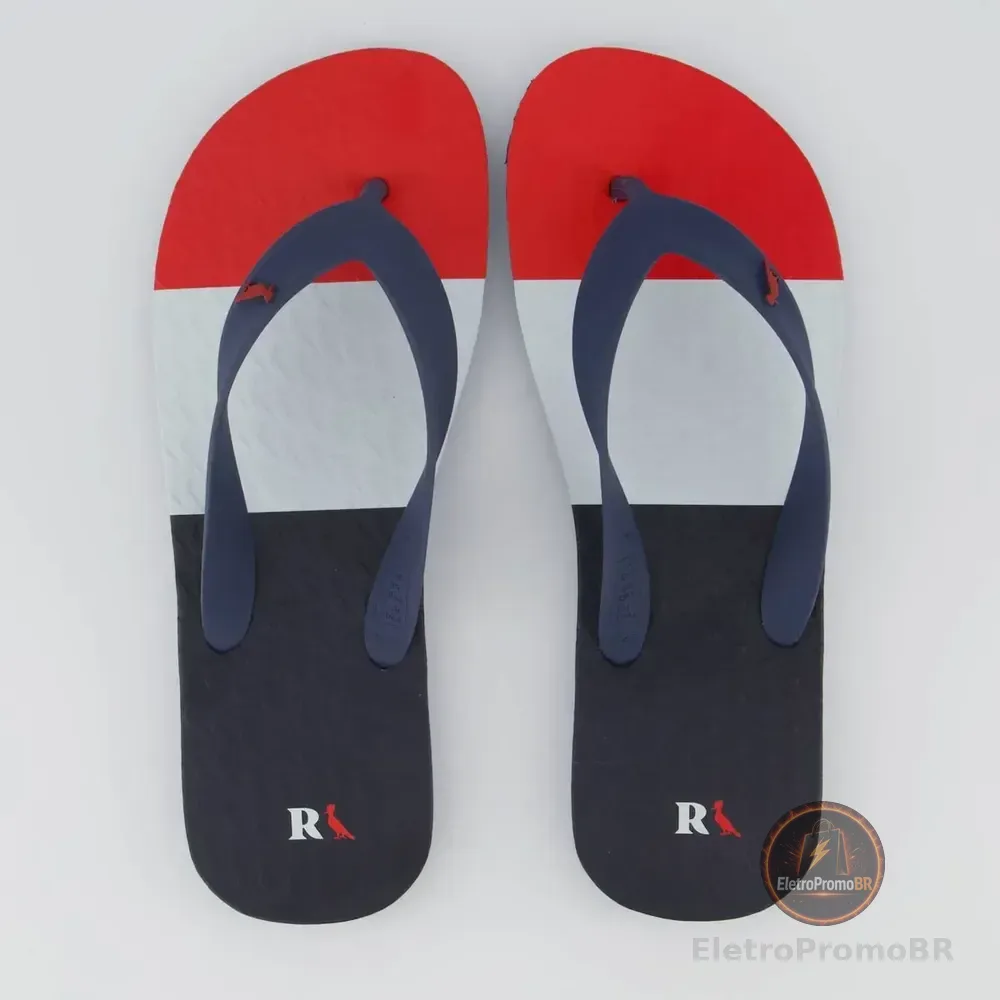 Chinelo Reserva Trancoso Branco E Vermelho Azul - 41.42 Br