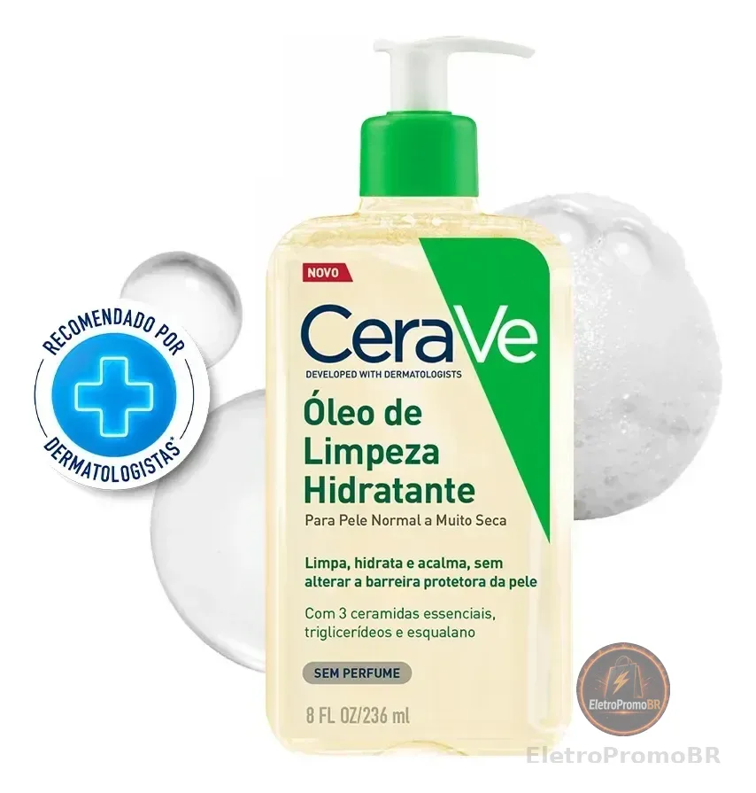 Óleo de Limpeza Facial Hidratante Para Pele Seca e Atópica CeraVe 236ml