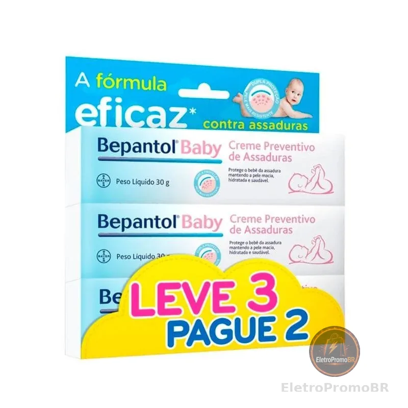 Kit Creme Preventivo de Assaduras Para Bebês Bepantol Baby 3 Unidades 30g