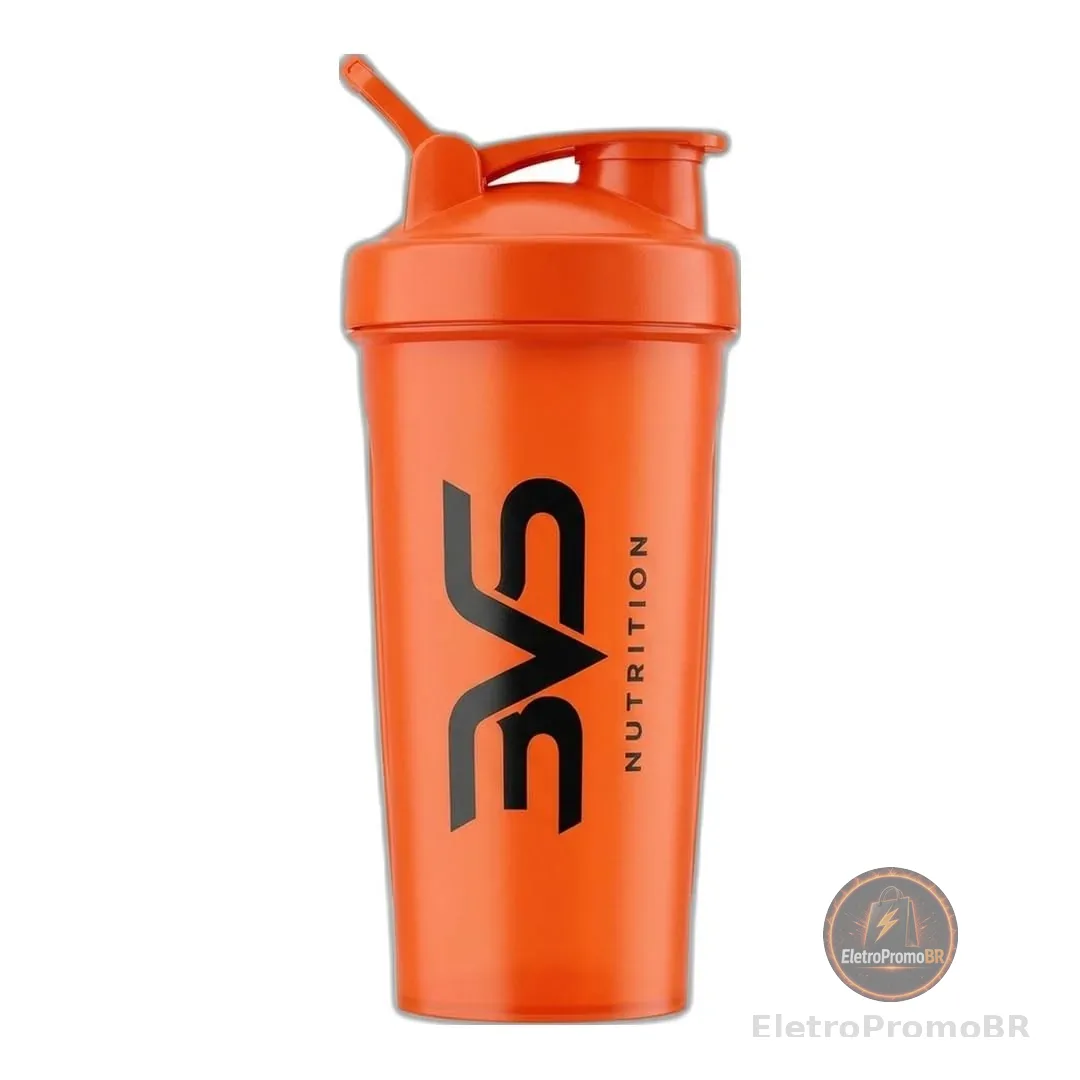 Coqueteleira 3VS Nutrition 600ml LARANJA – Shaker com Medidor em ML, Livre de BPA, Ideal para Whey Protein e Shakes Cor Laranja