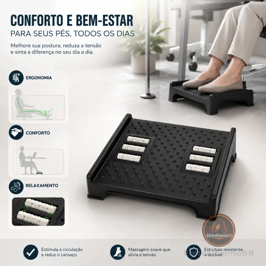 Apoio Para Pés Ergonômico Massageador Relaxante Home Office Escritório