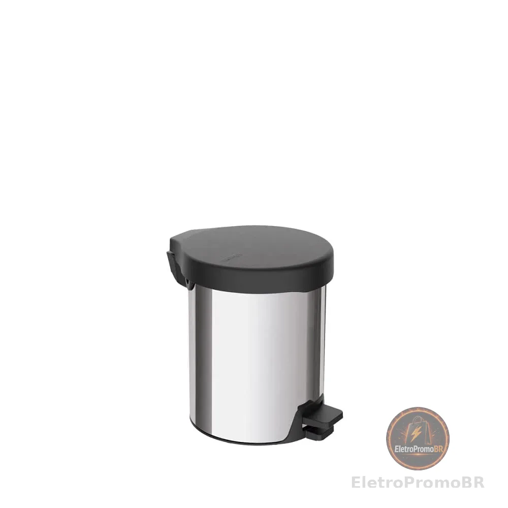 Lixeira com Pedal New Tramontina em aço inox com acabamento polido 5 L