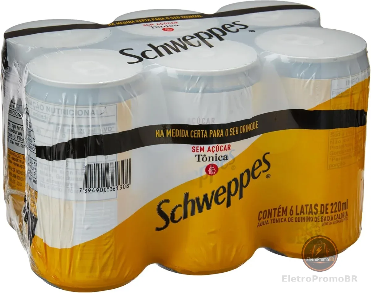 Pack de Schweppes Tonica Sem Açúcar LT 220ml 6 unidades