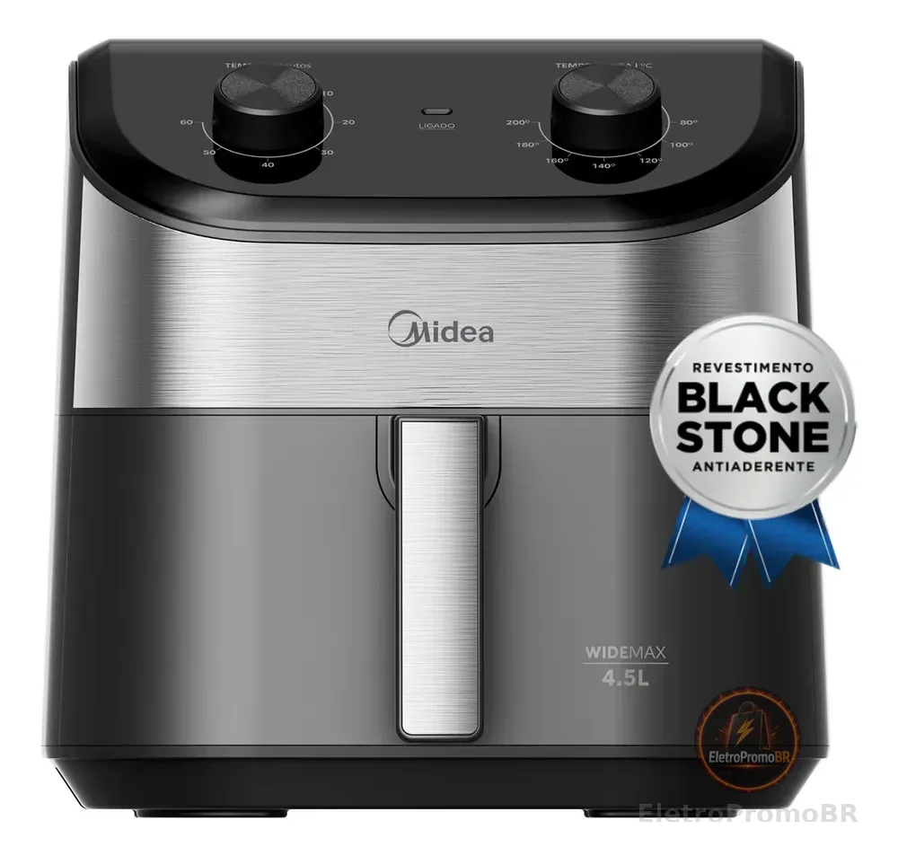 Fritadeira Air Fryer 4,5l Widemax Com Interior De Alumínio 1500w Midea